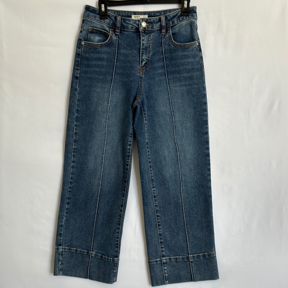 OAT New York Women's Sz 4/27 Paneled Faux Cuffed Stretch high rise Blue Jeans